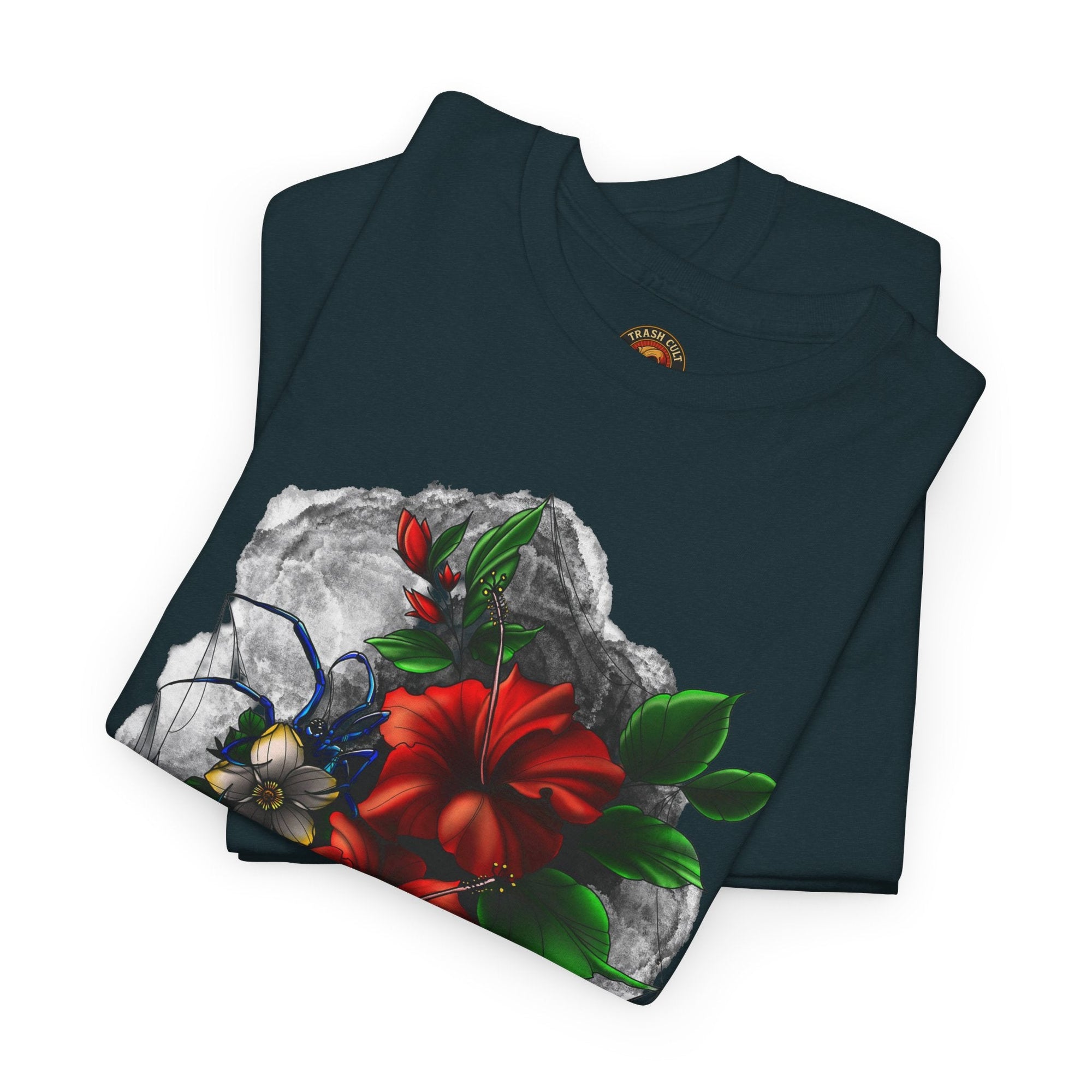 Crimson Bloom Tattoo T-Shirt – Lara Davenport x Trash Cult Supply Co. Collab (Gildan 5000)