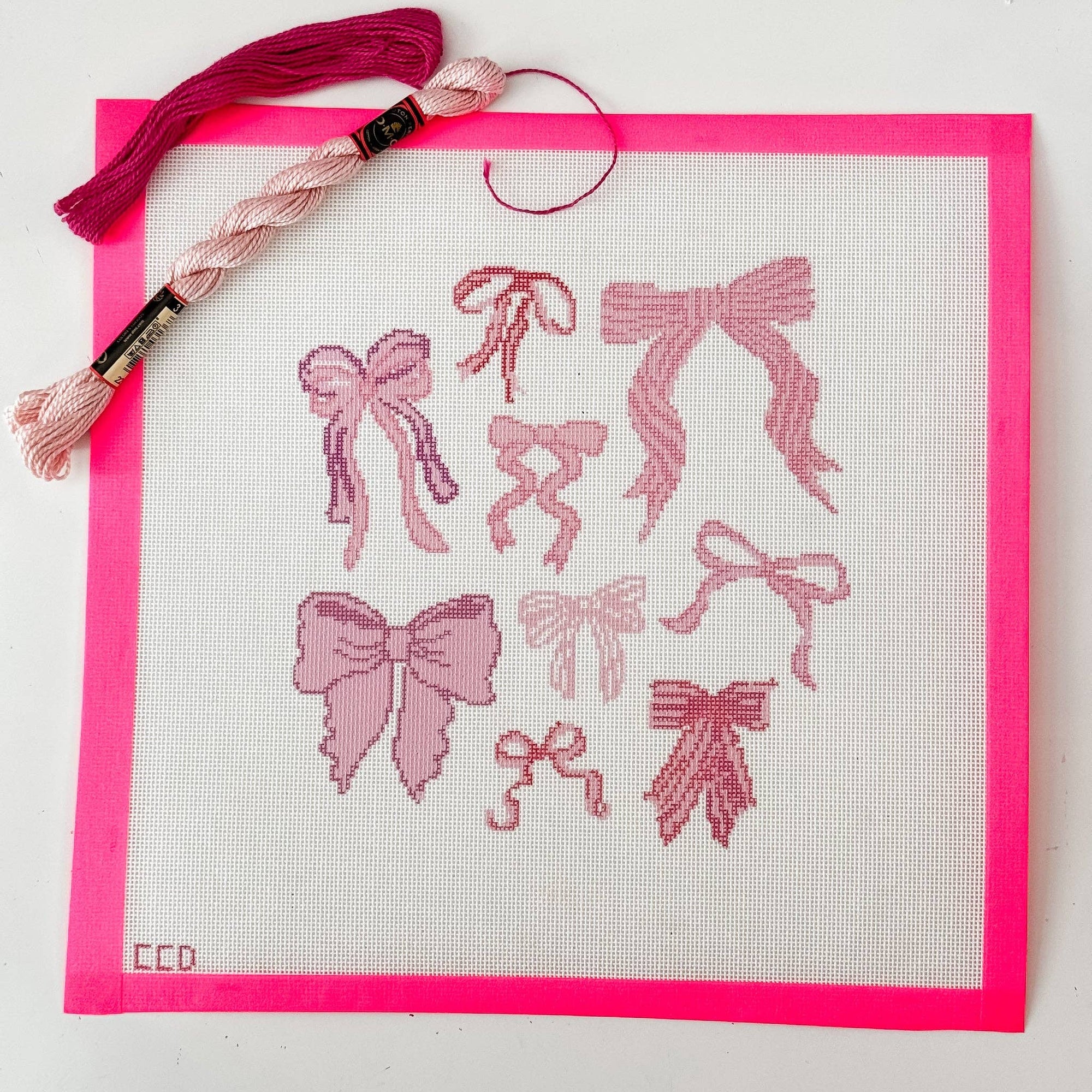 Cotswold Co Designs - Hand Painted Coquette Bow 8” Pillow Needlepoint Canvas