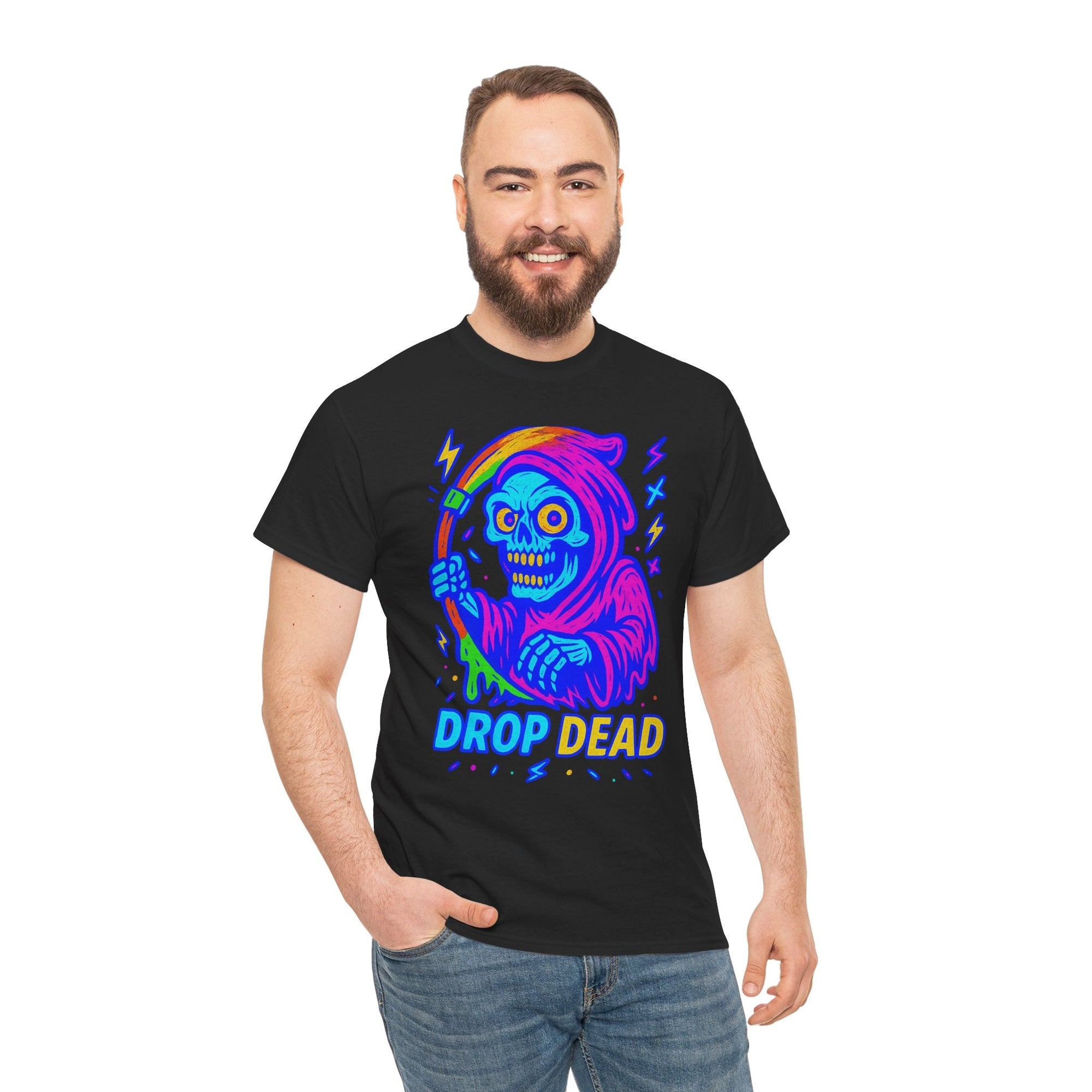 Drop Dead – Limited Edition Neon Grim Reaper Tee | Gildan 5000 | Illuminasty Drop