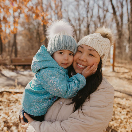 Ivory Peruvian Wool Knit Hat with Faux Fur Pom Pom