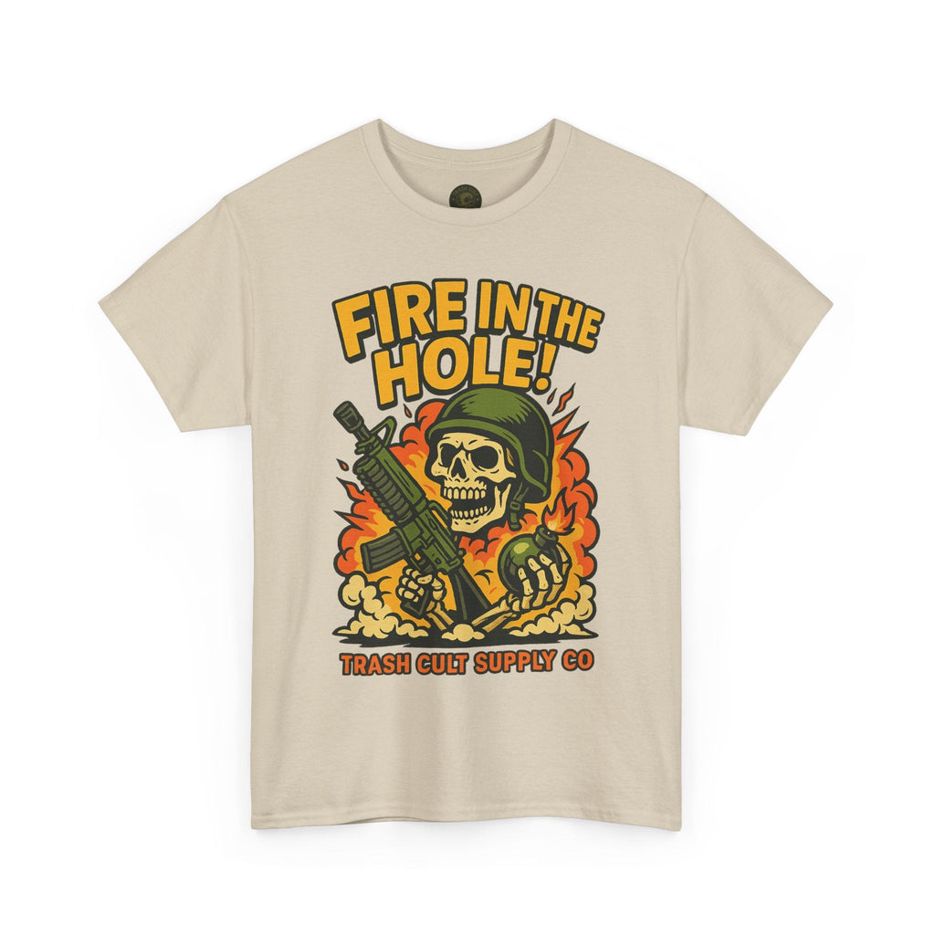 Fire in the Hole! Skeleton Soldier T-Shirt – Trash Cult Supply Co. | Gildan 5000 Combat Graphic Tee