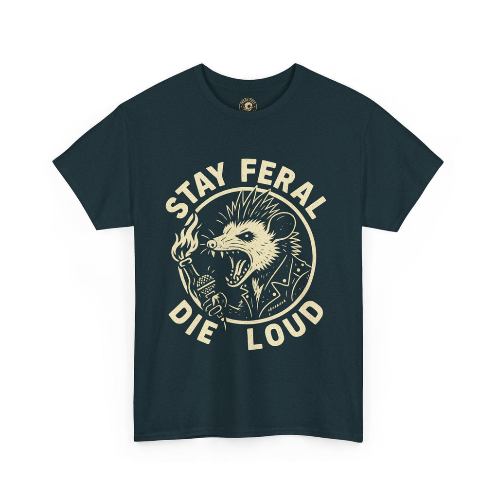 Stay Feral Die Loud Possum Punk Shirt – Trash Cult Supply Co – Gildan 5000 T-Shirt