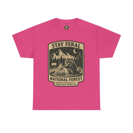 Stay Feral National Forest Shirt – Vintage Raccoon Camping Tee – Trash Cult Supply Co – Gildan 5000