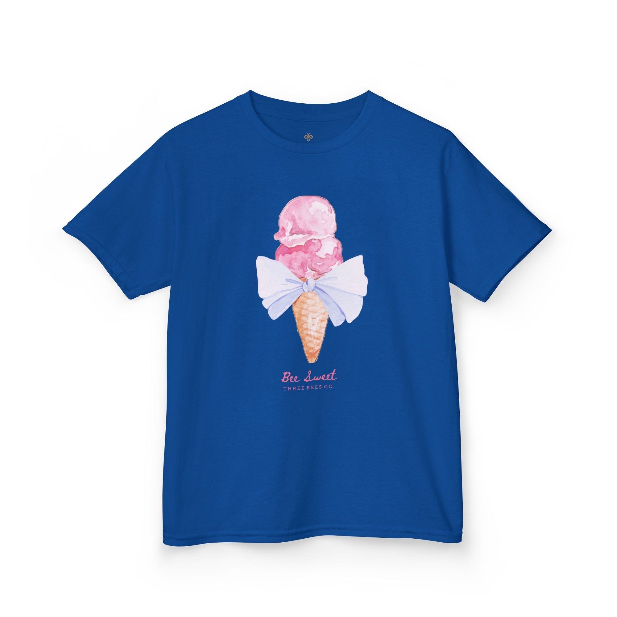 Bee Sweet Preppy Ice Cream Cone with Bow Girls Short Sleeve Youth Hive Tee