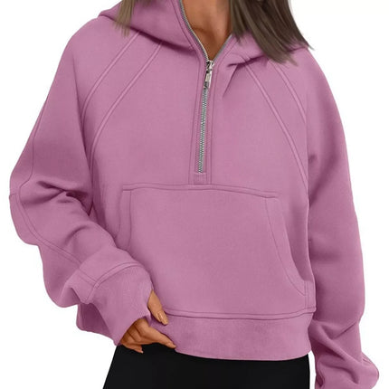 Half Zip Raglan Sleeve Hoodie