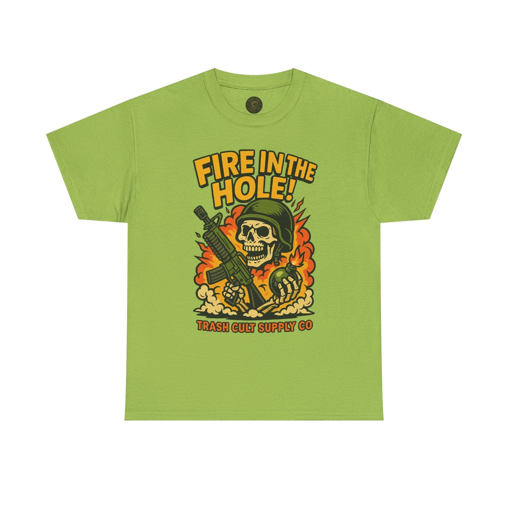 Fire in the Hole! Skeleton Soldier T-Shirt – Trash Cult Supply Co. | Gildan 5000 Combat Graphic Tee