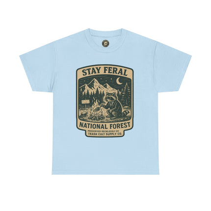 Stay Feral National Forest Shirt – Vintage Raccoon Camping Tee – Trash Cult Supply Co – Gildan 5000