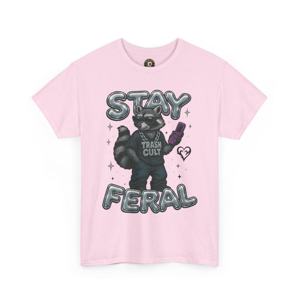 Stay Feral Chrome Raccoon Tee – Y2K Streetwear Trash Cult Shirt