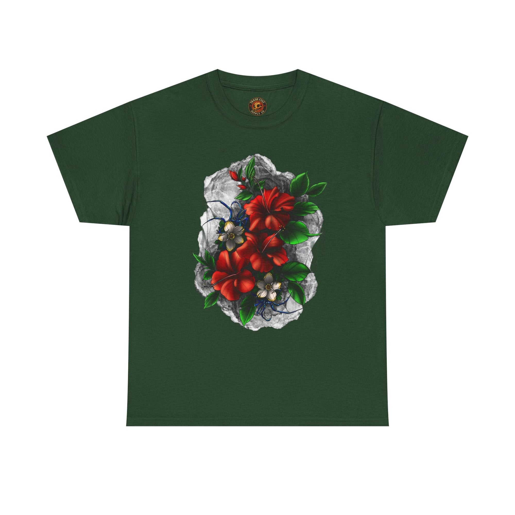 Crimson Bloom Tattoo T-Shirt – Lara Davenport x Trash Cult Supply Co. Collab (Gildan 5000)