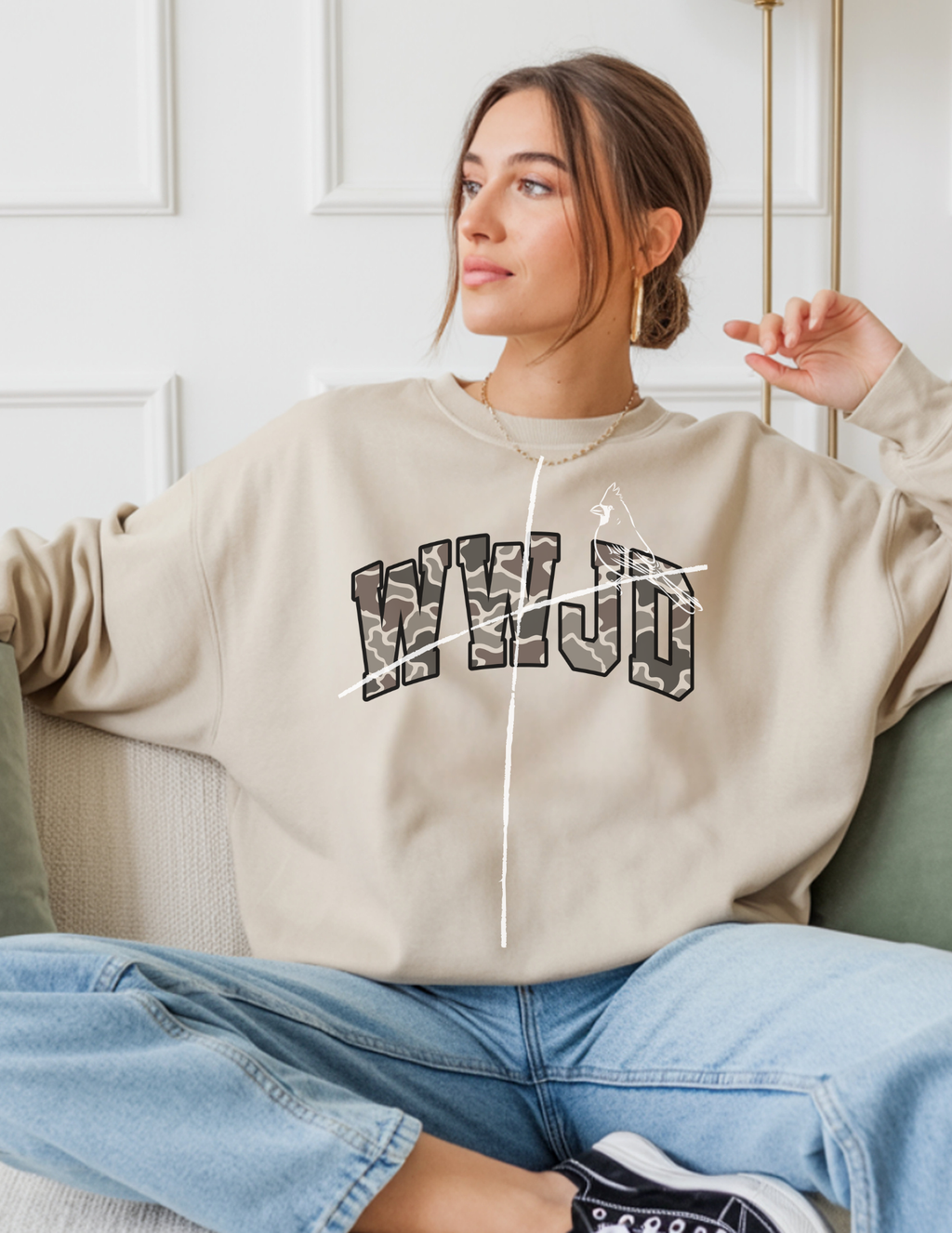 WWJD Camo | Gildan Sweatshirt
