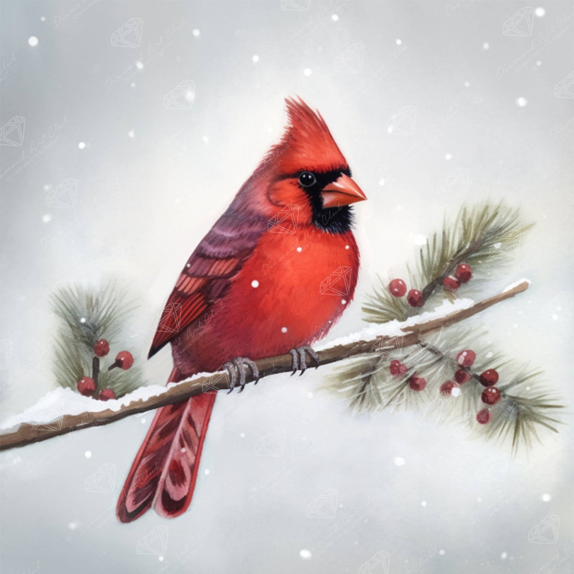 Diamond Art Club – Winter Cardinal Diamond Painting (Round Drill, 13" x 13")