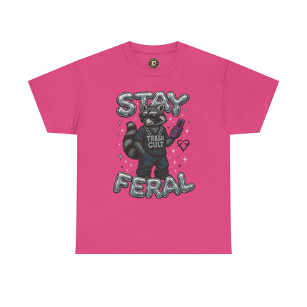 Stay Feral Chrome Raccoon Tee – Y2K Streetwear Trash Cult Shirt