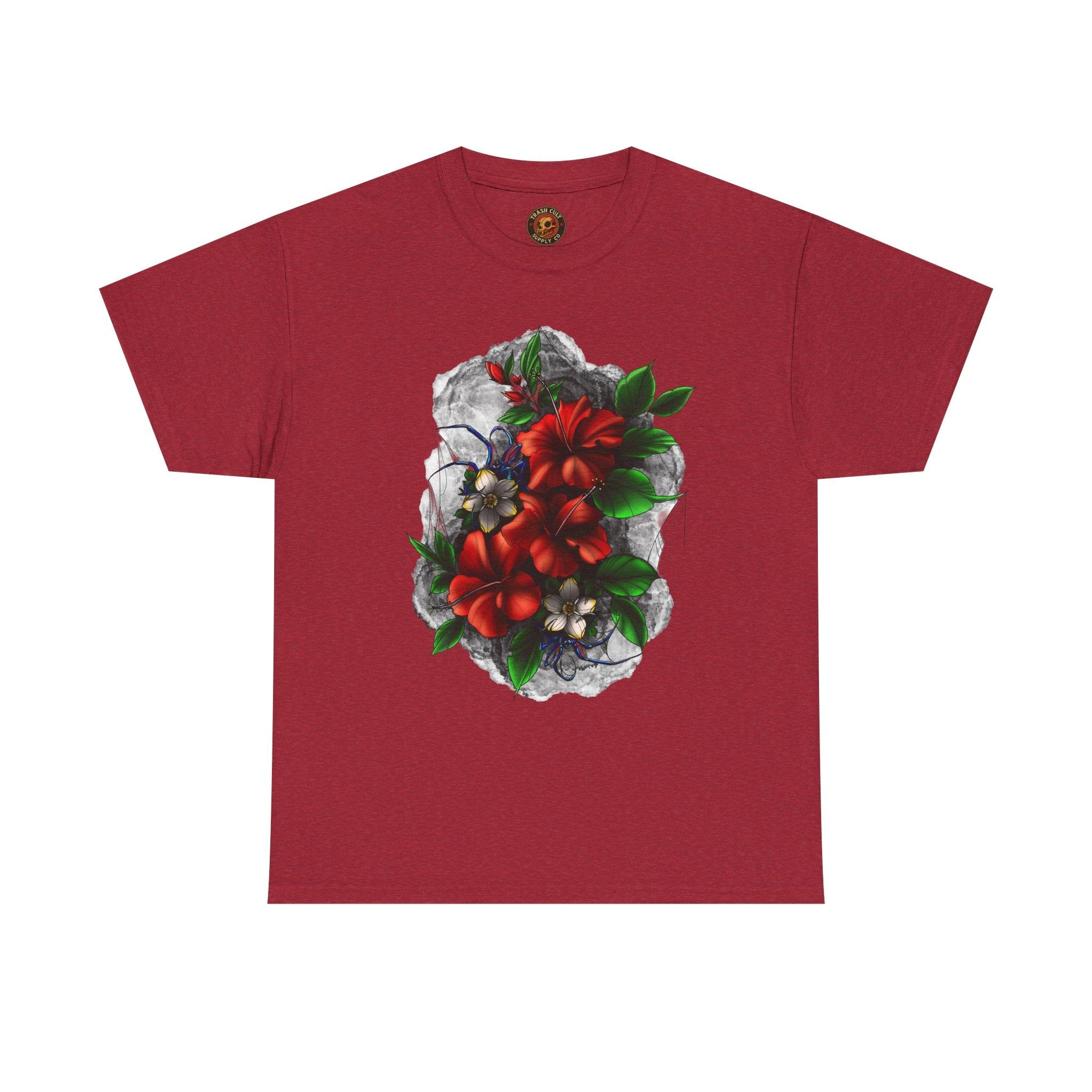 Crimson Bloom Tattoo T-Shirt – Lara Davenport x Trash Cult Supply Co. Collab (Gildan 5000)