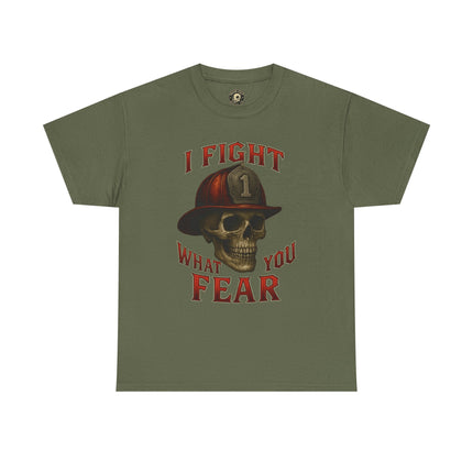 Skull Firefighter Tee - I Fight What You Fear, Casual Shirt, Gift for Firefighters, Halloween Costume, Unisex Apparel