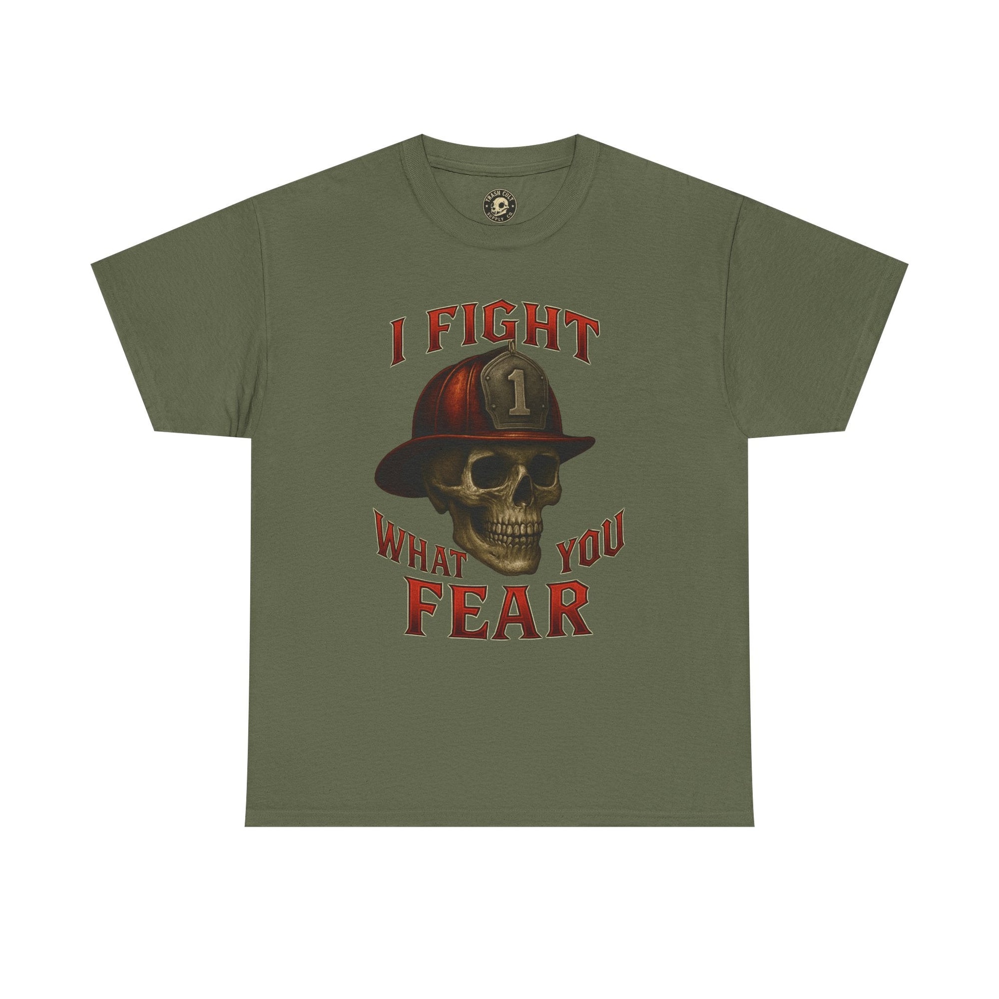 Skull Firefighter Tee - I Fight What You Fear, Casual Shirt, Gift for Firefighters, Halloween Costume, Unisex Apparel