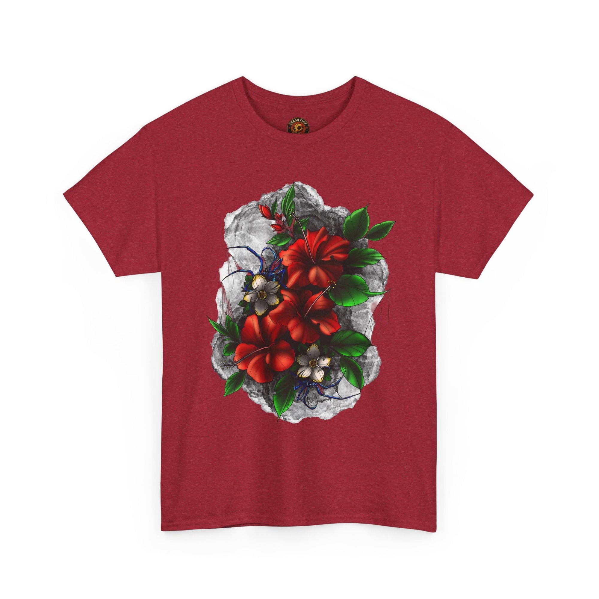 Crimson Bloom Tattoo T-Shirt – Lara Davenport x Trash Cult Supply Co. Collab (Gildan 5000)