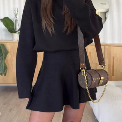 Round Neck Long Sleeve Mini Sweater Dress