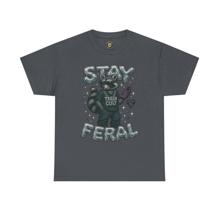 Stay Feral Chrome Raccoon Tee – Y2K Streetwear Trash Cult Shirt