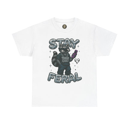 Stay Feral Chrome Raccoon Tee – Y2K Streetwear Trash Cult Shirt