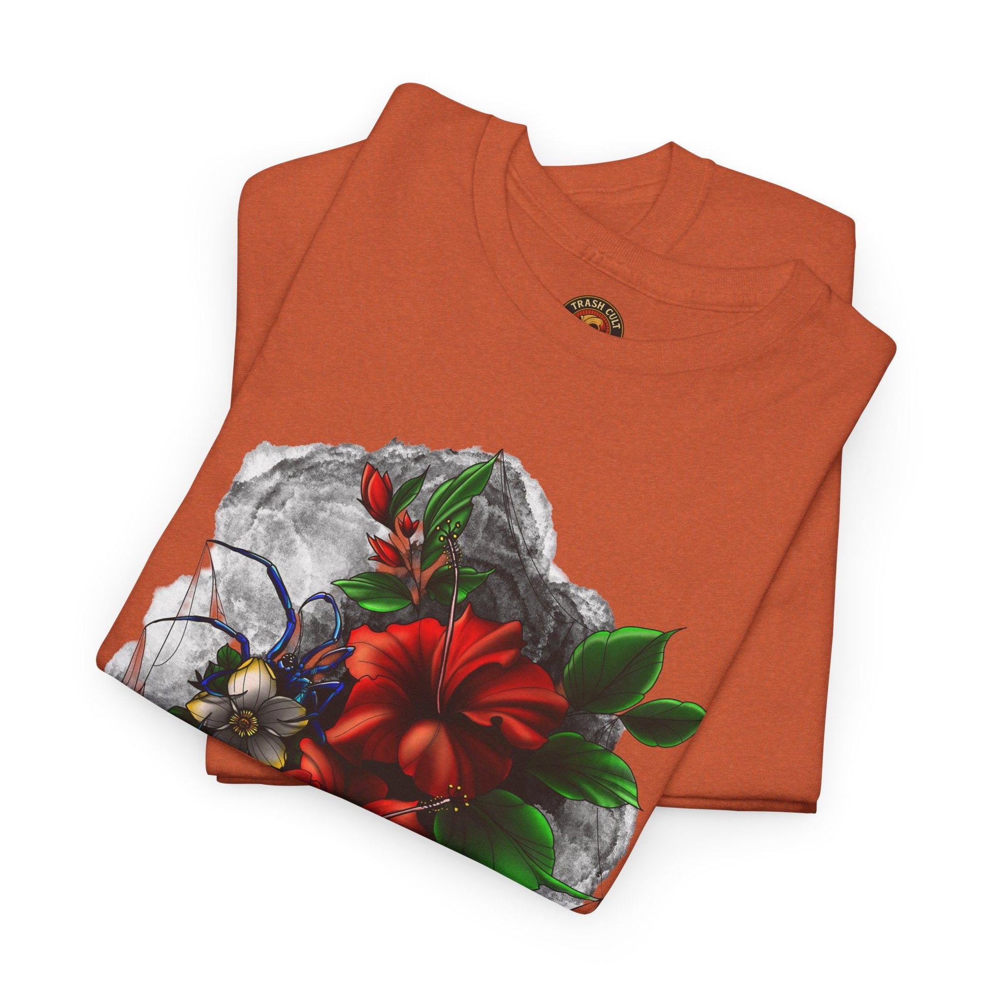 Crimson Bloom Tattoo T-Shirt – Lara Davenport x Trash Cult Supply Co. Collab (Gildan 5000)