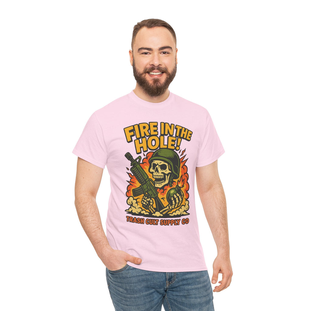 Fire in the Hole! Skeleton Soldier T-Shirt – Trash Cult Supply Co. | Gildan 5000 Combat Graphic Tee