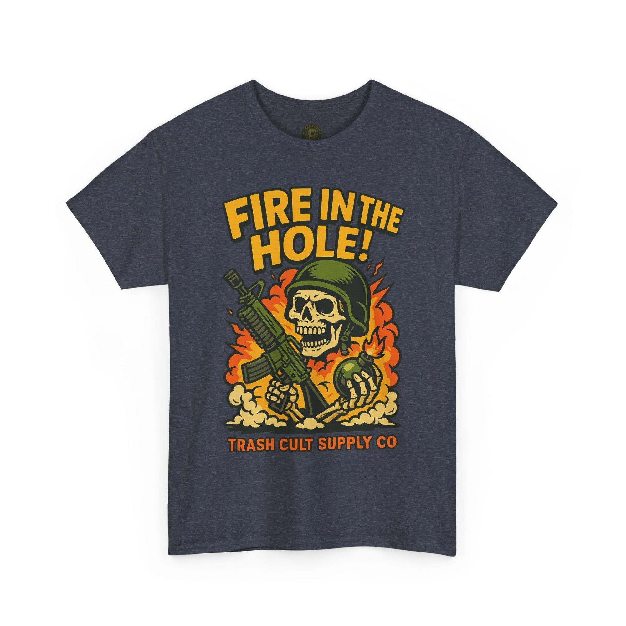 Fire in the Hole! Skeleton Soldier T-Shirt – Trash Cult Supply Co. | Gildan 5000 Combat Graphic Tee