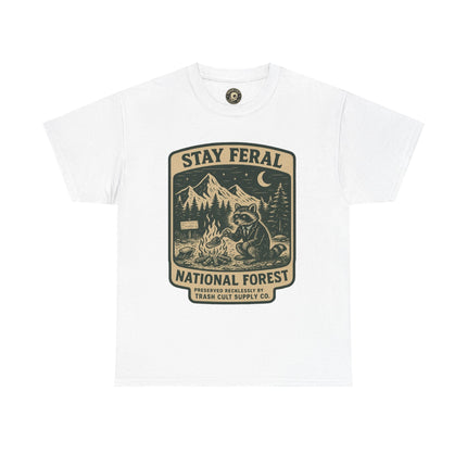 Stay Feral National Forest Shirt – Vintage Raccoon Camping Tee – Trash Cult Supply Co – Gildan 5000