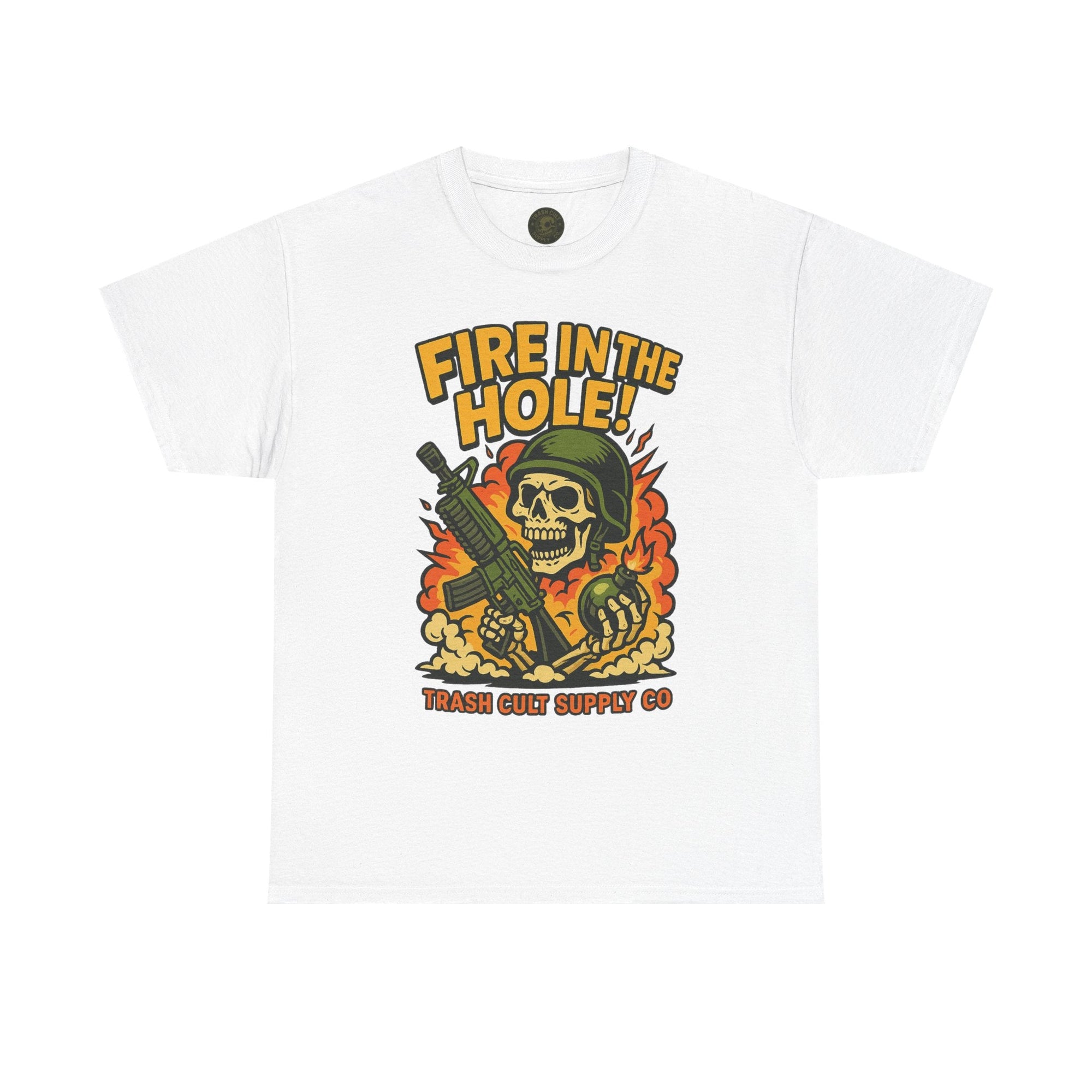 Fire in the Hole! Skeleton Soldier T-Shirt – Trash Cult Supply Co. | Gildan 5000 Combat Graphic Tee