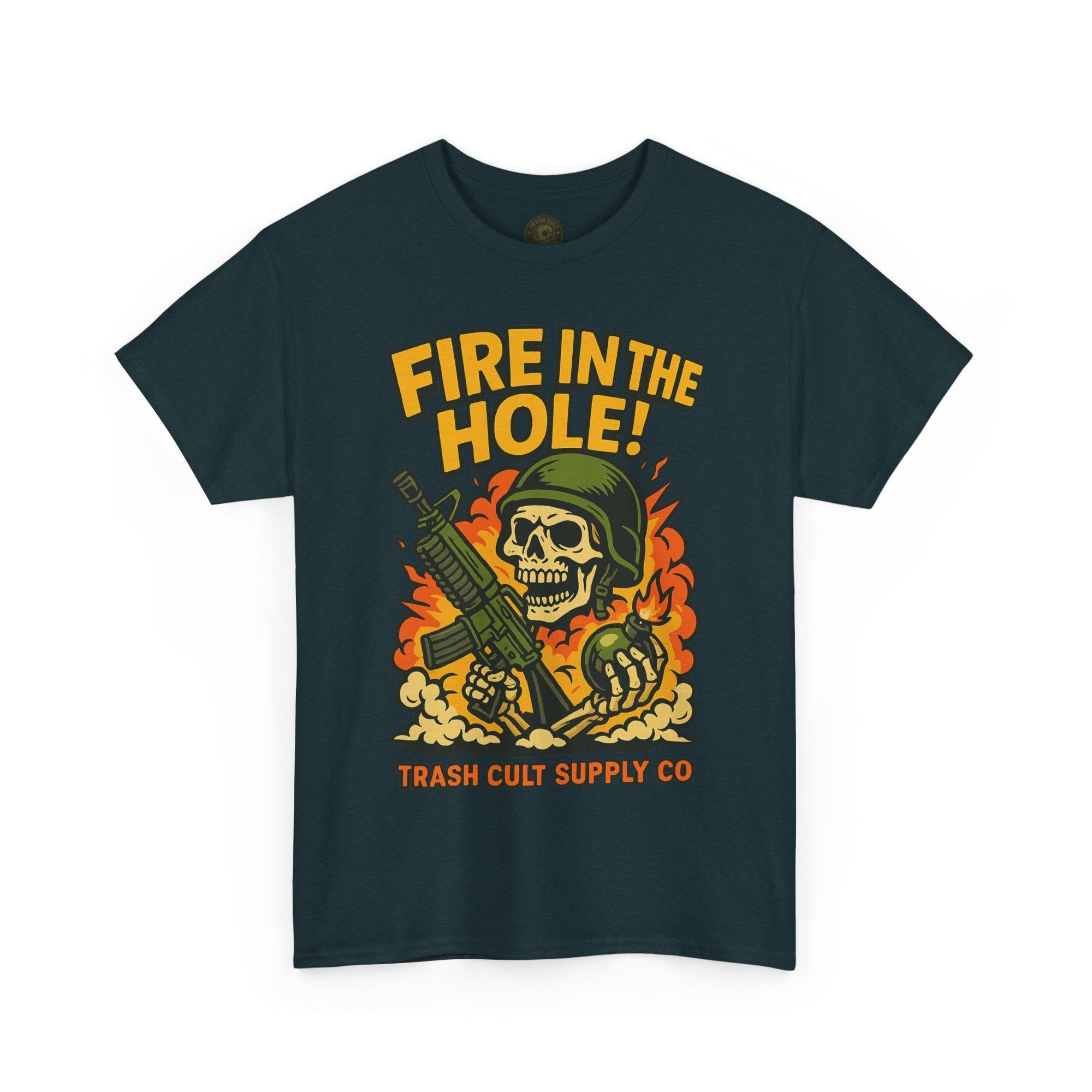 Fire in the Hole! Skeleton Soldier T-Shirt – Trash Cult Supply Co. | Gildan 5000 Combat Graphic Tee