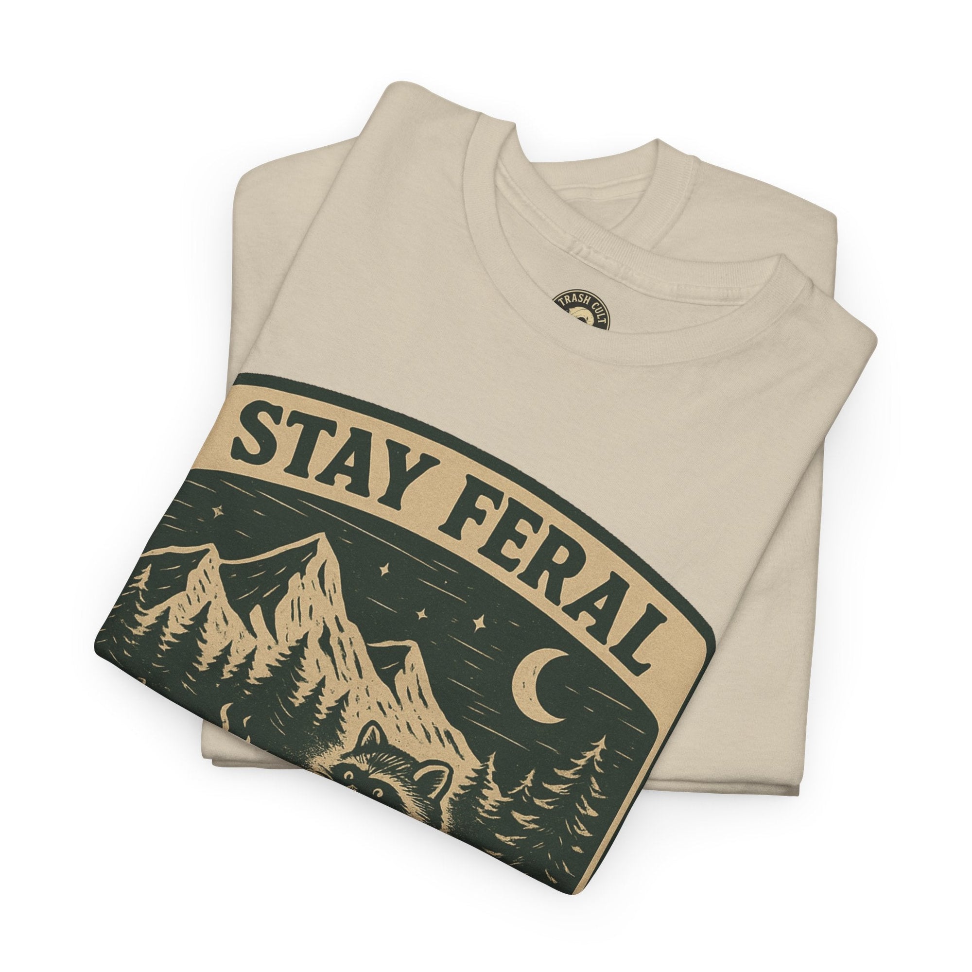 Stay Feral National Forest Shirt – Vintage Raccoon Camping Tee – Trash Cult Supply Co – Gildan 5000