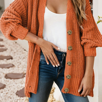 Thread & Co. Boutique, LLC Button Front V Neck Chunky Cardigan