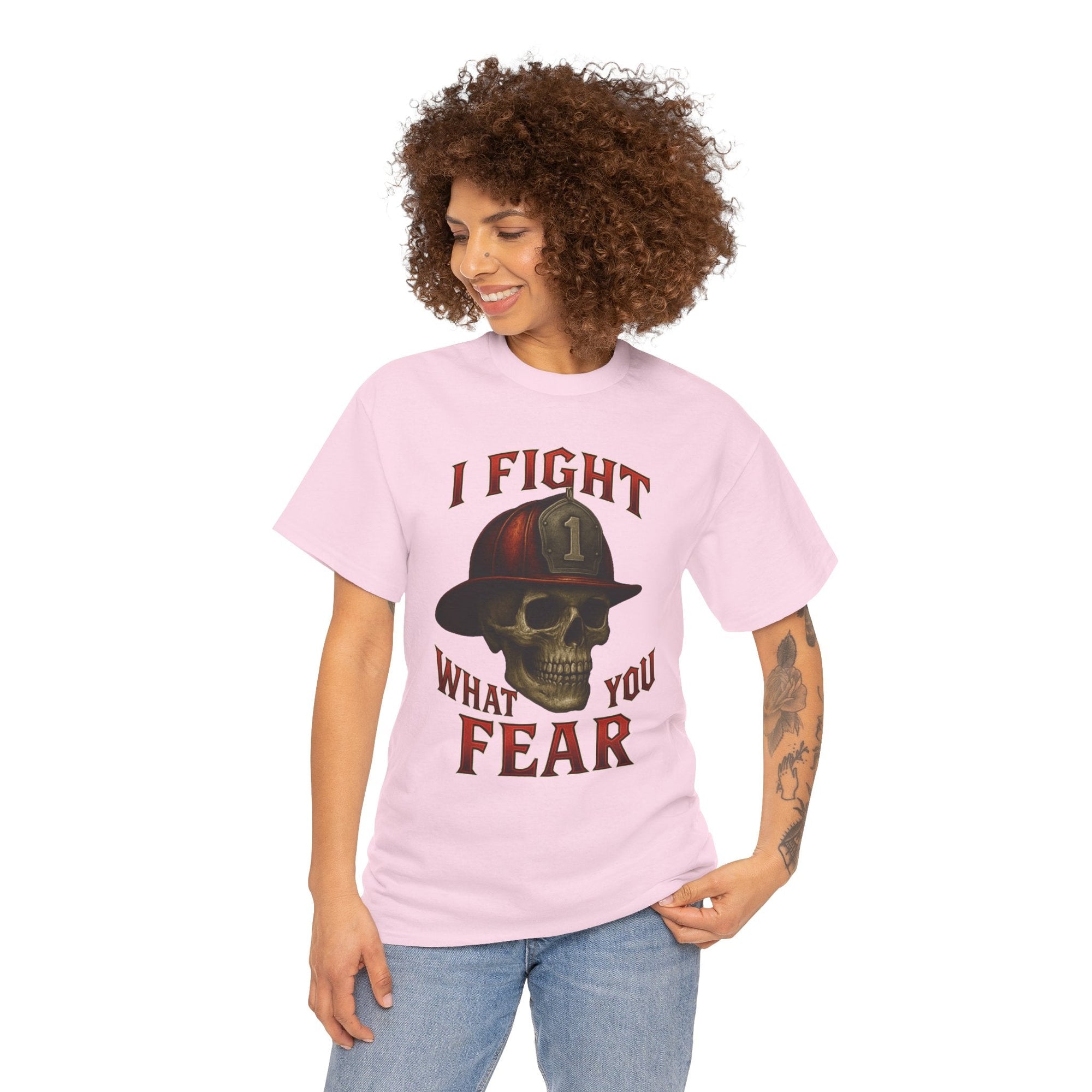 Skull Firefighter Tee - I Fight What You Fear, Casual Shirt, Gift for Firefighters, Halloween Costume, Unisex Apparel