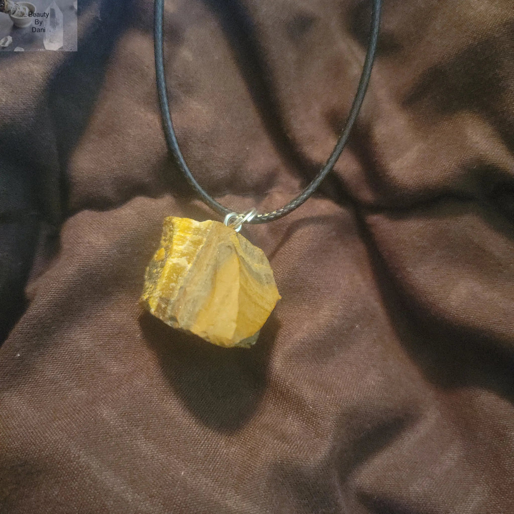 Raw Tiger's Eye Necklace with Cotton or Leather Cord