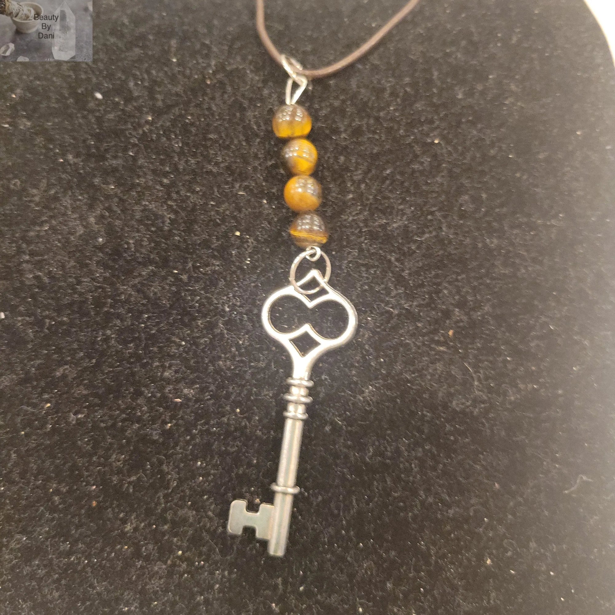 Tiger's Eye Skeleton Key Necklace
