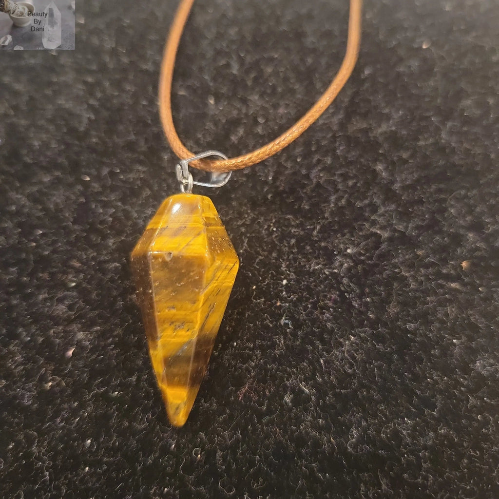 Tiger's Eye Necklace on Leather Cord - 18 inches