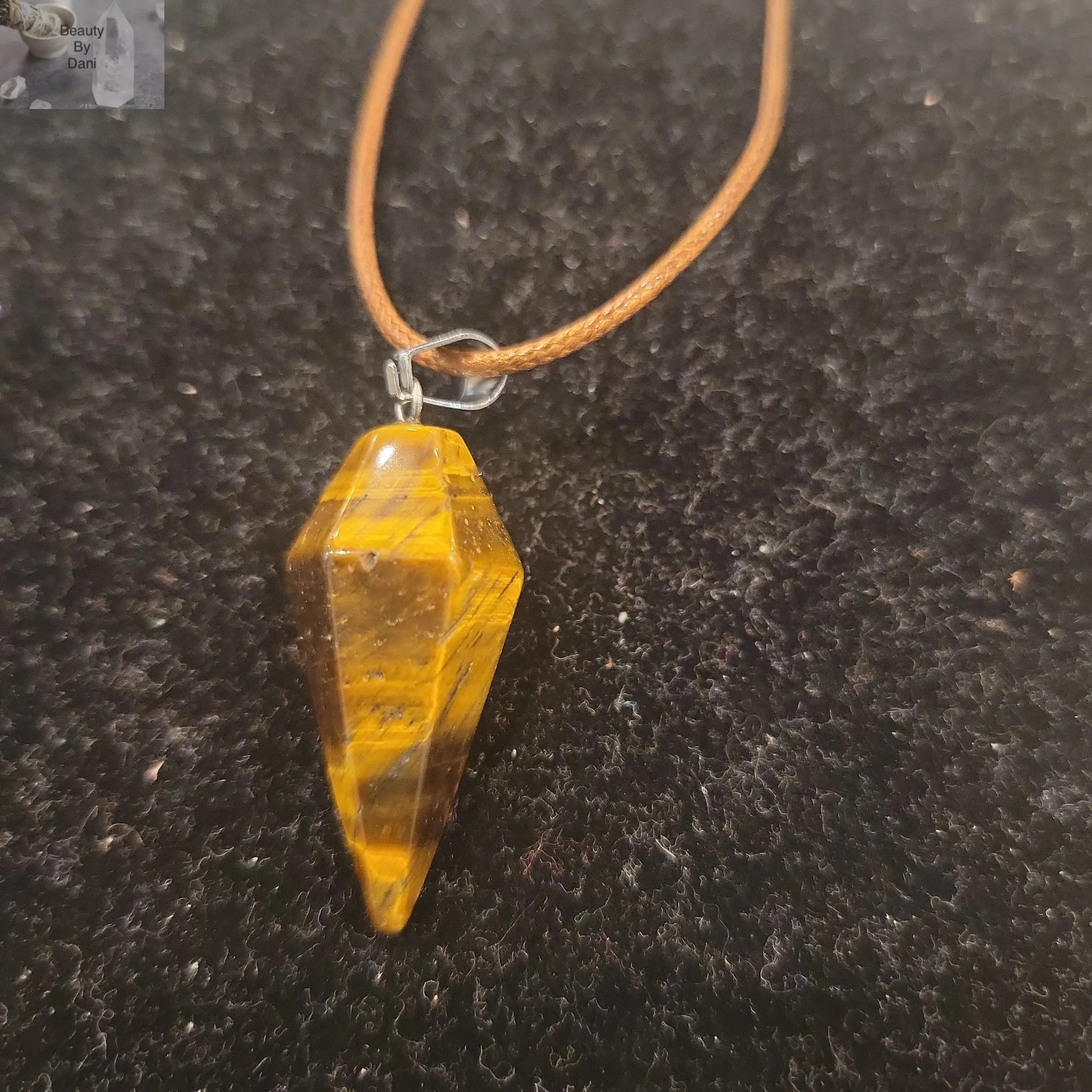 Tiger's Eye Necklace on Leather Cord - 18 inches