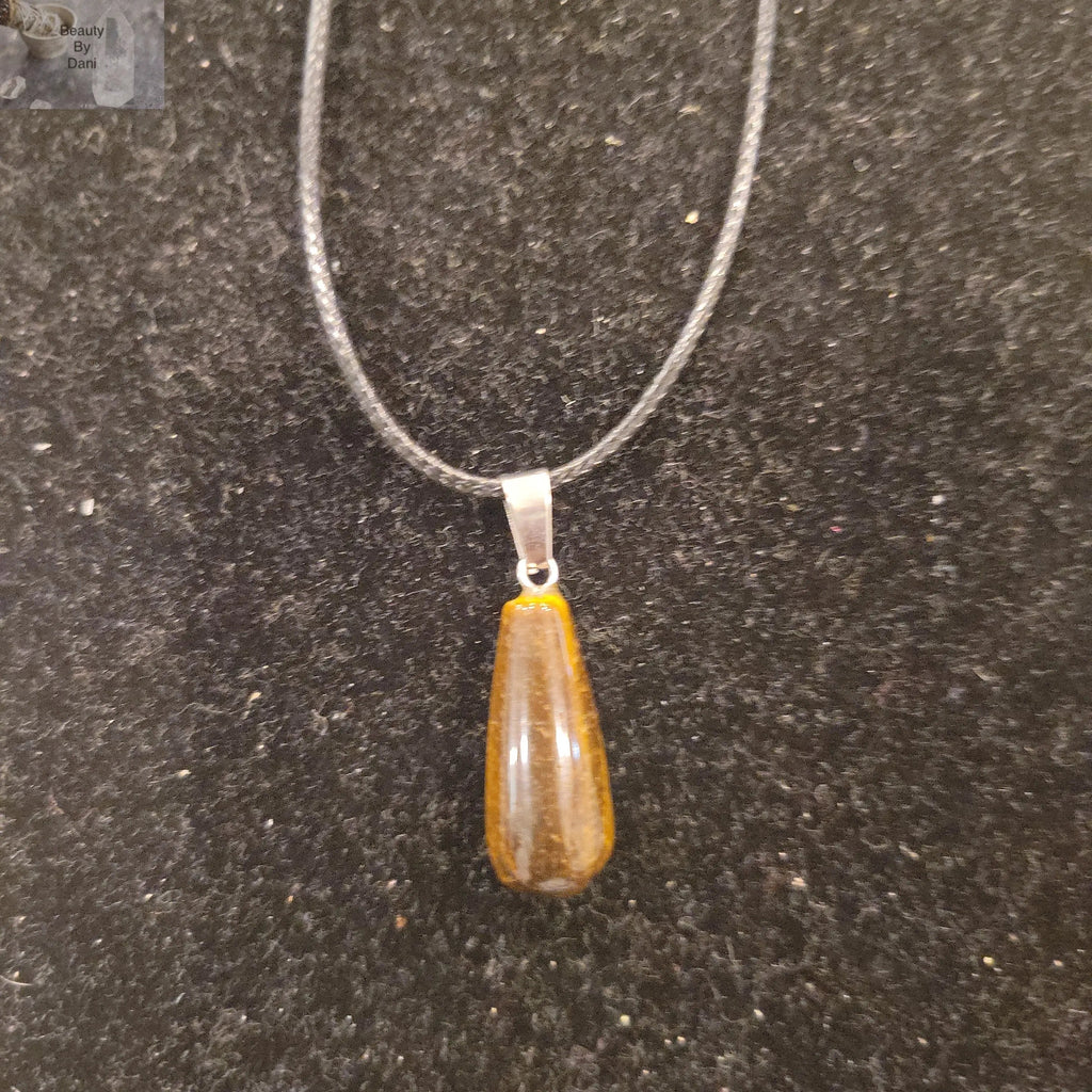 Tiger's Eye Leather Cord Necklace - 18 Inch