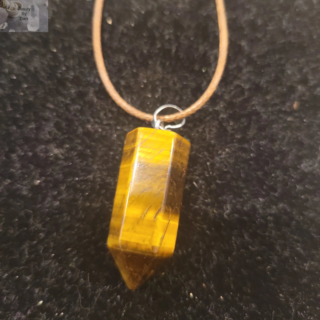 Tiger's Eye Leather Cord Necklace - 18 Inch