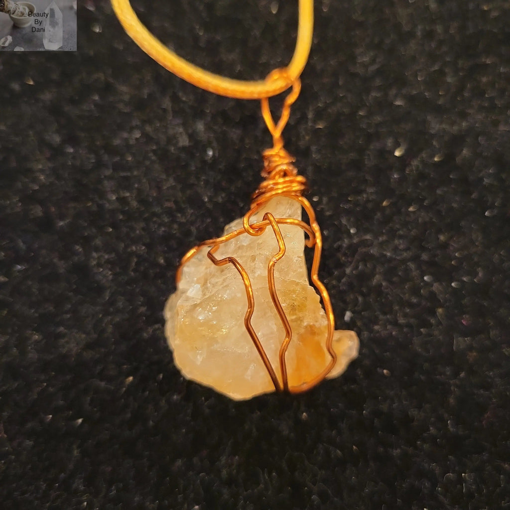Citrine Wire Wrapped Pendant Necklace