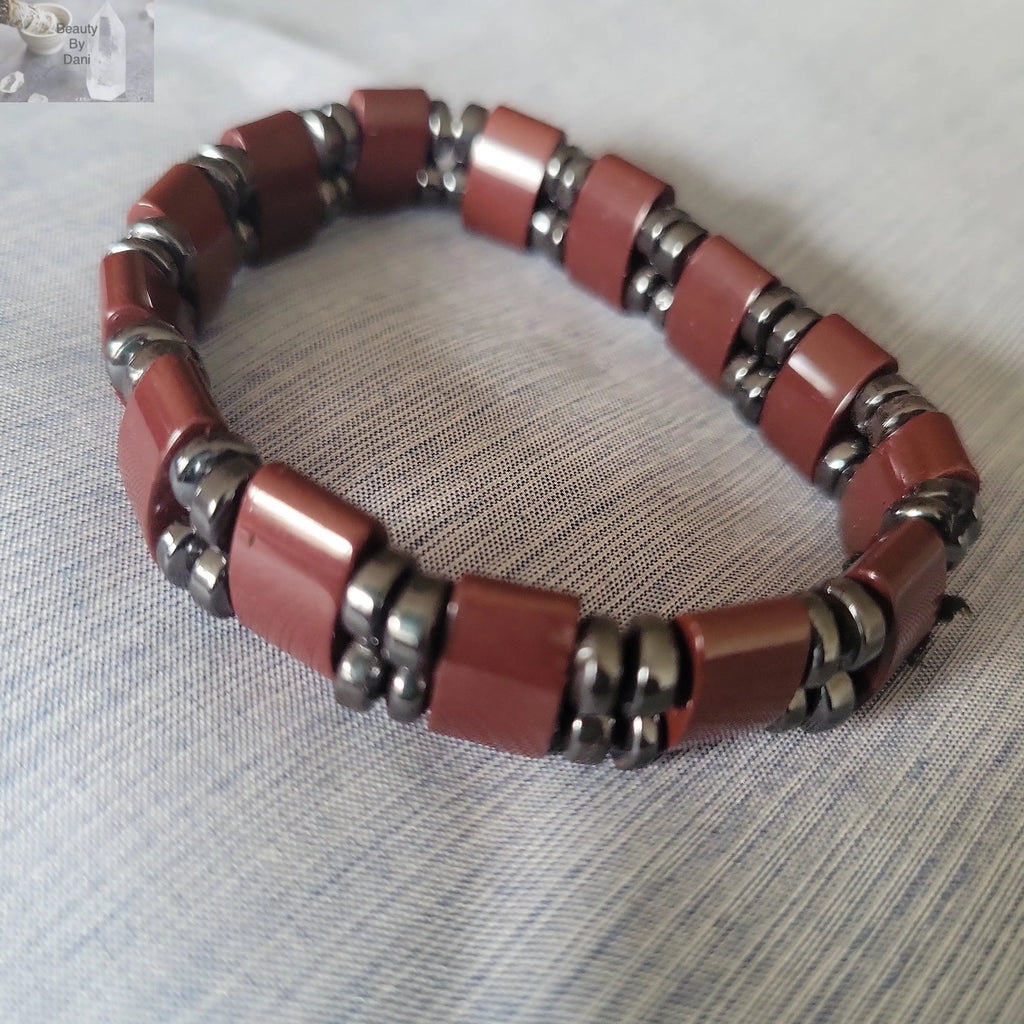 Double Hematite Bracelet with Brown Spacers