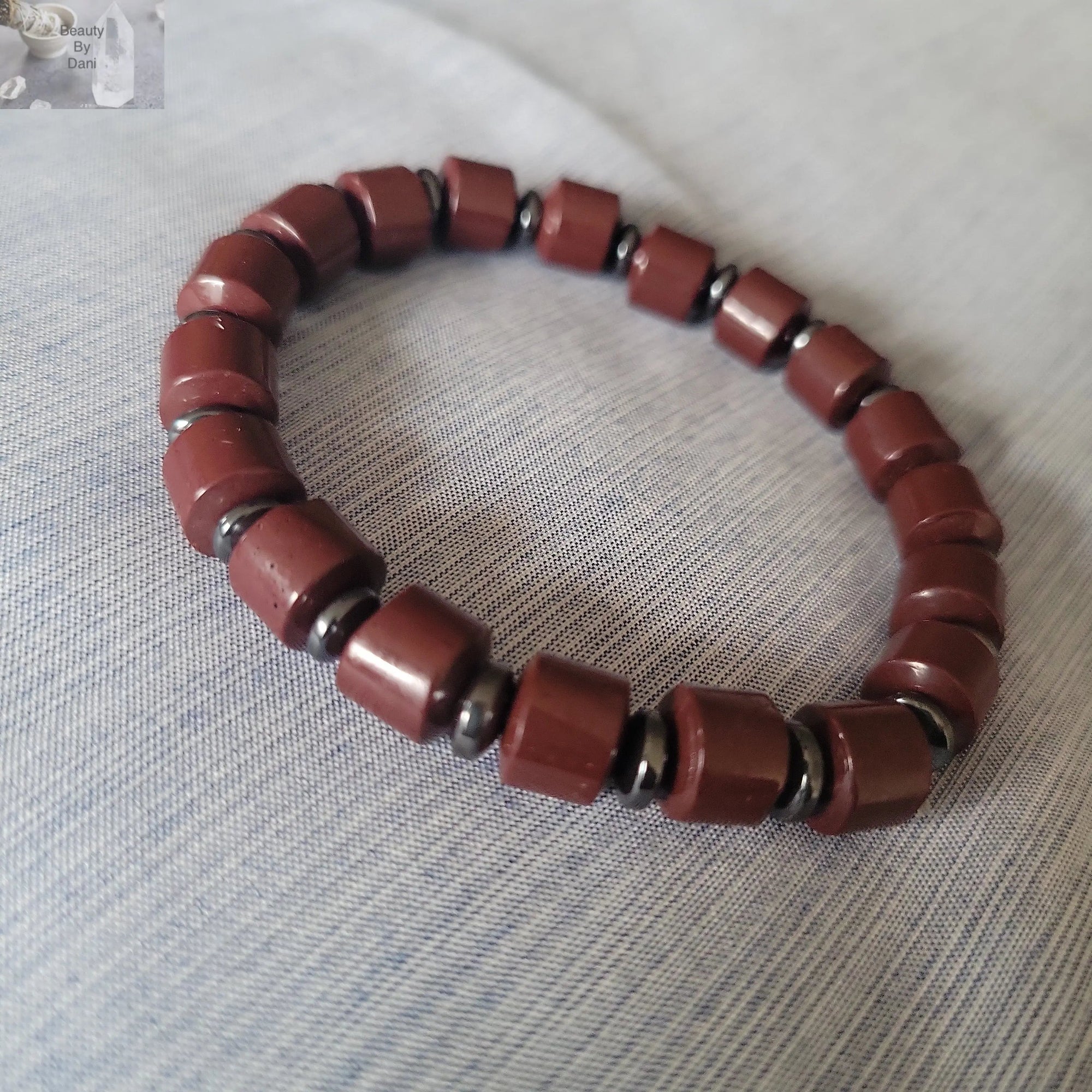 Hematite Bracelet with Brown Spacers
