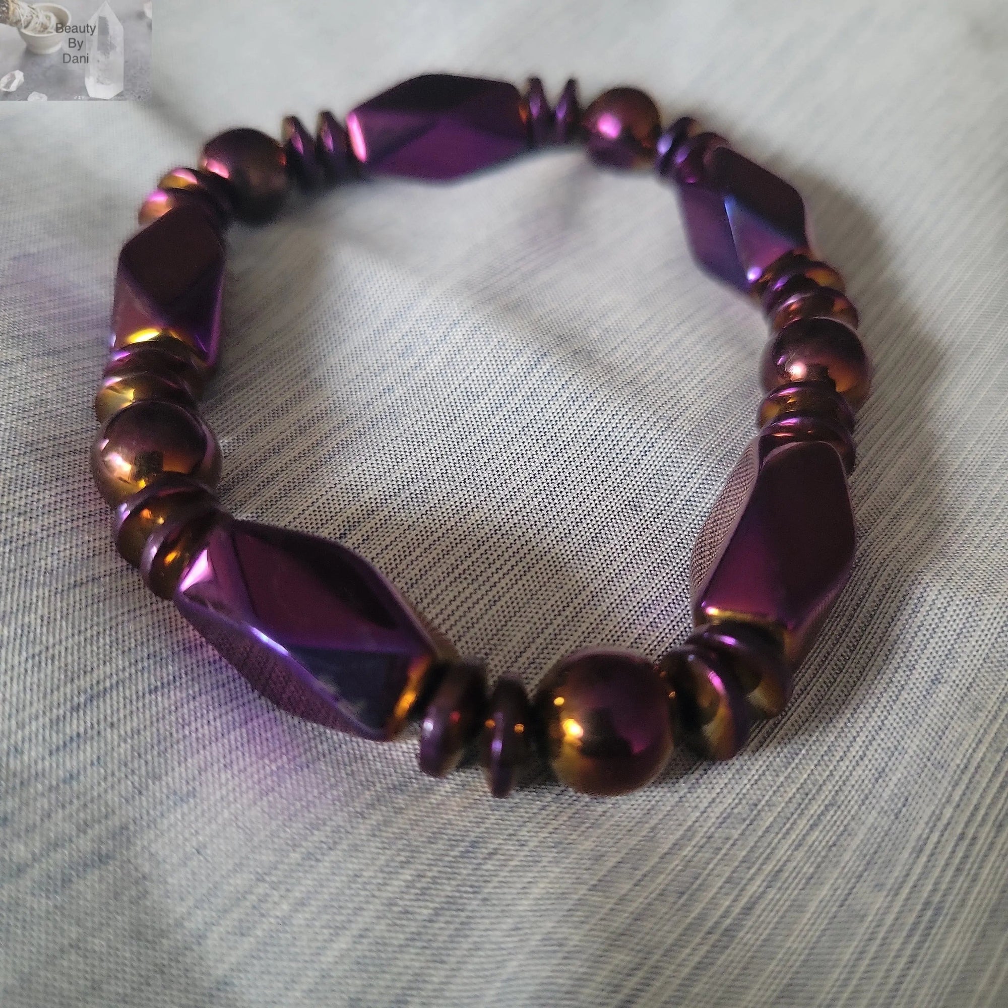 Purple Hematite Bracelet for Large Wrists