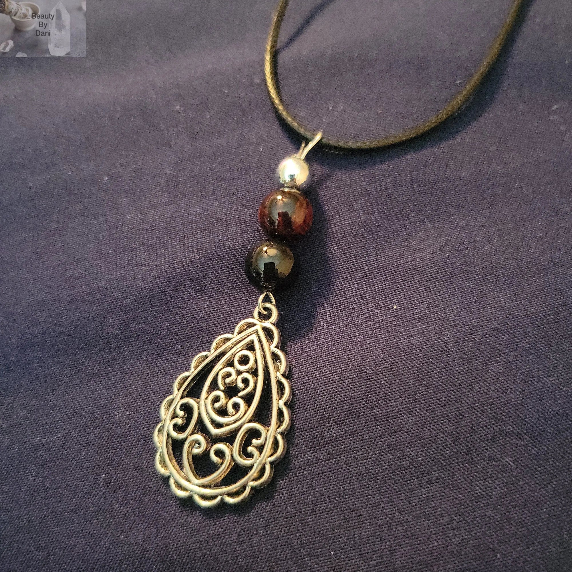 Red Tiger's Eye Necklace - Natural Stone Pendant