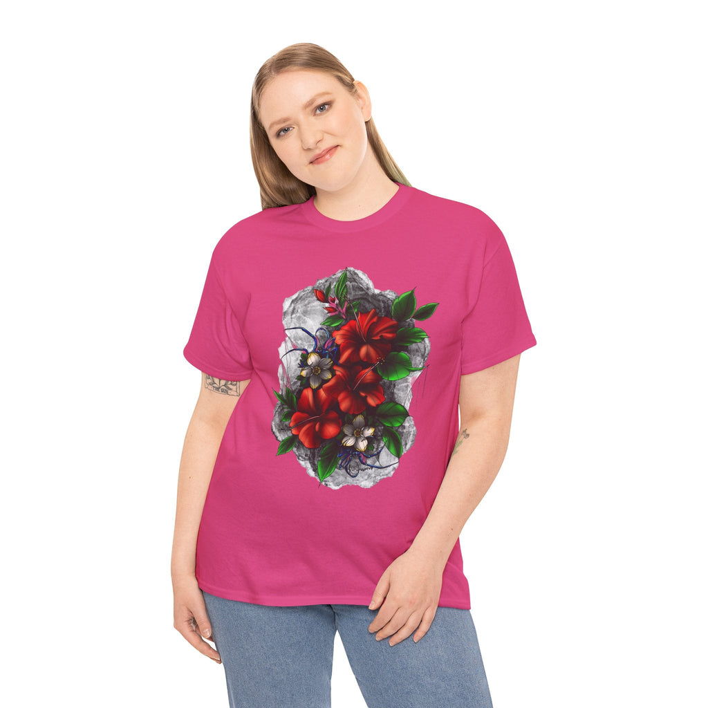 Crimson Bloom Tattoo T-Shirt – Lara Davenport x Trash Cult Supply Co. Collab (Gildan 5000)