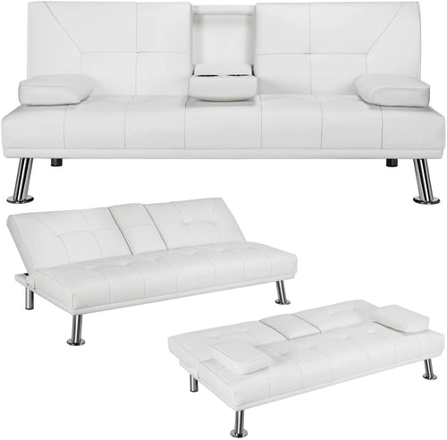 Adjustable Convertible Sofa Bed with Cup Holders
