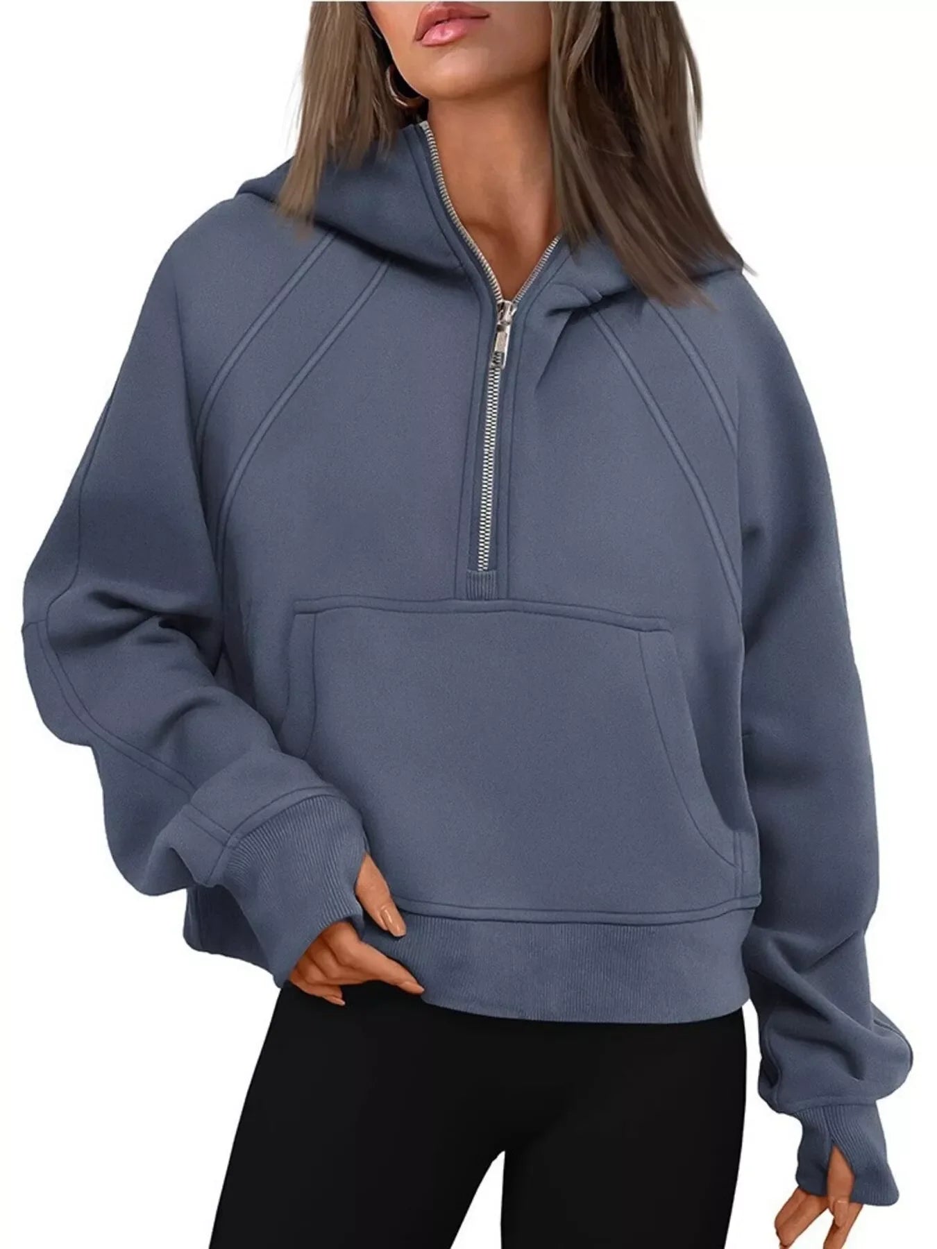 Half Zip Raglan Sleeve Hoodie