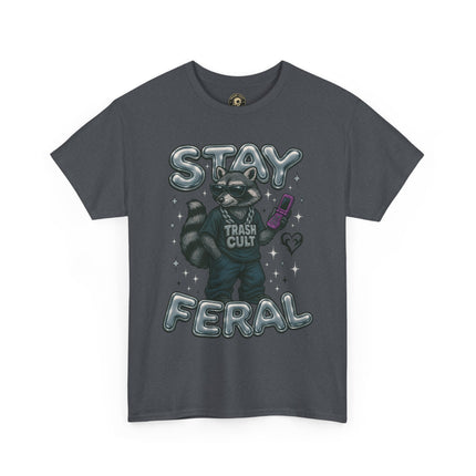Stay Feral Chrome Raccoon Tee – Y2K Streetwear Trash Cult Shirt