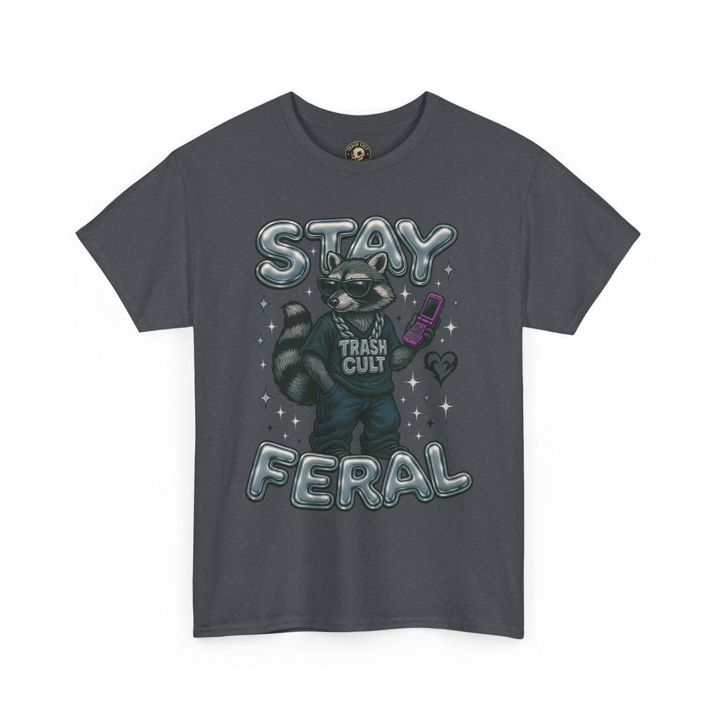 Stay Feral Chrome Raccoon Tee – Y2K Streetwear Trash Cult Shirt