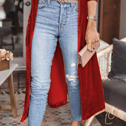 Open Front Long Sleeve Longline Cardigan