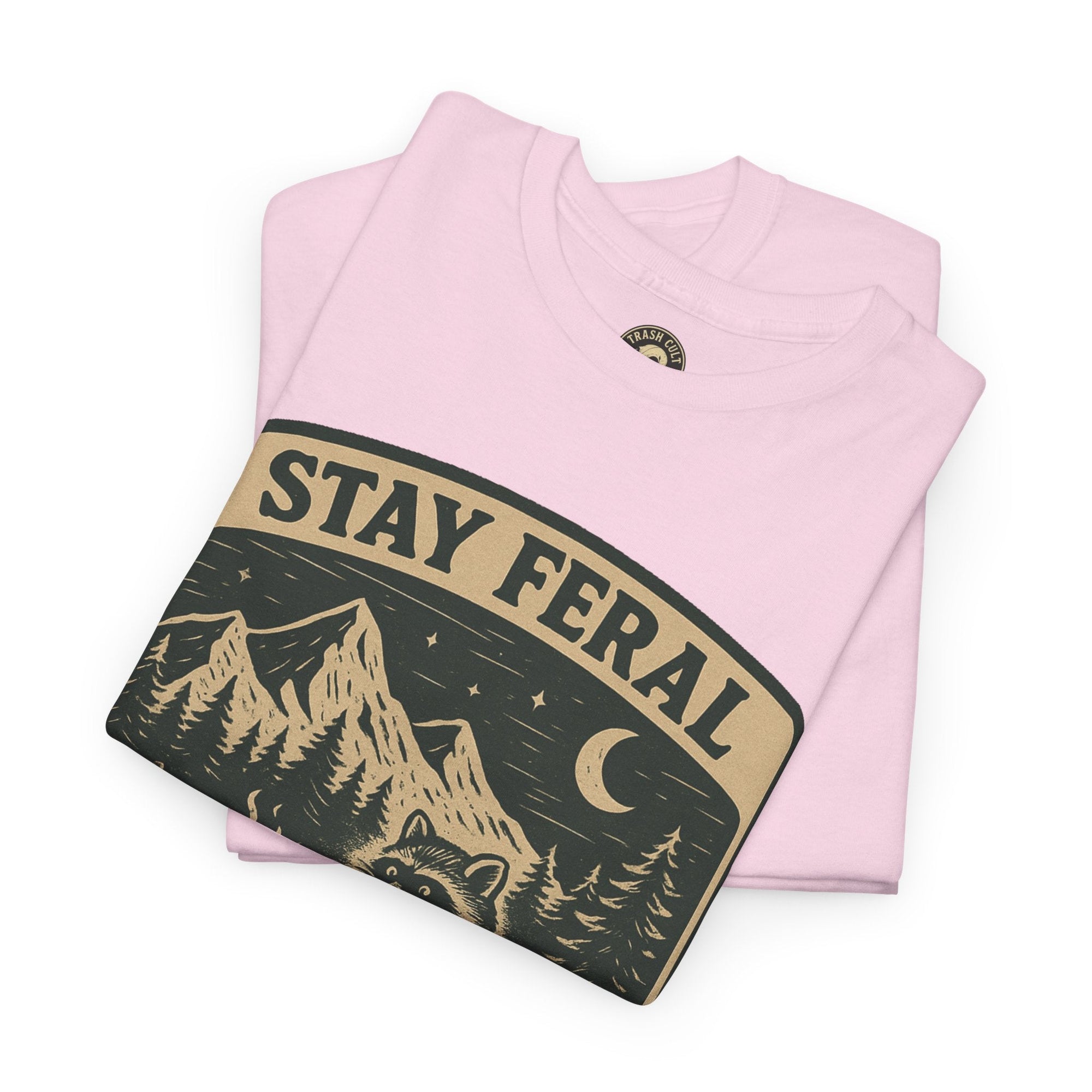 Stay Feral National Forest Shirt – Vintage Raccoon Camping Tee – Trash Cult Supply Co – Gildan 5000